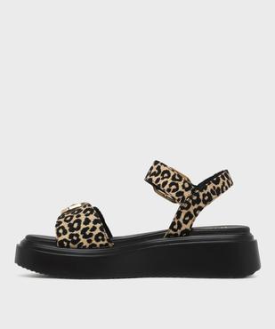 Sandales à motif animalier sur semelle plateforme femme - 5 Miles vue3 - 5 MILES - GEMO