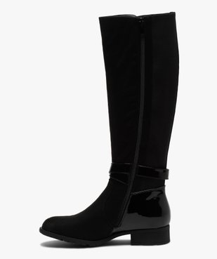 Bottes femme à talon plat dessus verni et suédé vue3 - GEMO (CASUAL) - GEMO