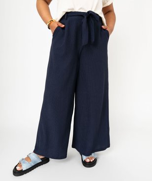 Pantalon large et fluide en matière froissé femme grande taille vue1 - GEMO (G TAILLE) - GEMO