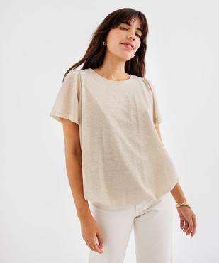 Tee-shirt manches courtes blousant en maille fluide pailletée femme vue2 - GEMO(FEMME PAP) - GEMO