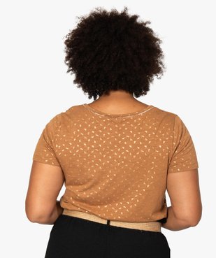 Tee-shirt femme à col V et détails dorés vue3 - GEMO (G TAILLE) - GEMO