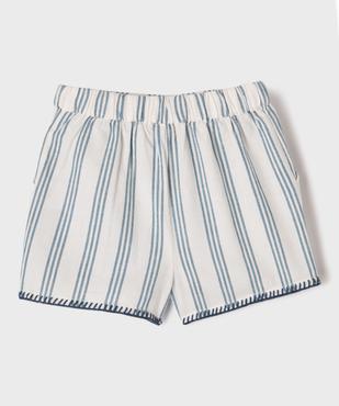 Short large en coton et lin fille vue5 - GEMO (ENFANT) - GEMO