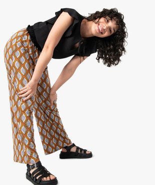 Pantalon femme imprimé en maille extensible avec ceinture élastiquée vue1 - GEMO(FEMME PAP) - GEMO