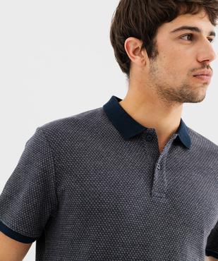Polo manches courtes en coton à motifs géométriques homm vue2 - GEMO (HOMME) - GEMO