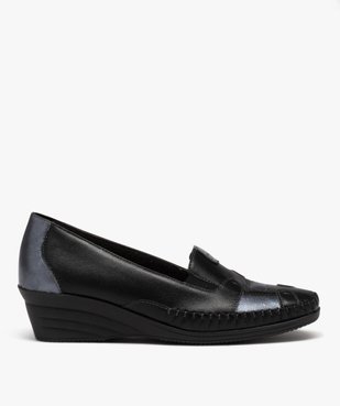 Mocassins femme confort en cuir à semelle compensée et empiècements vue1 - G'FLEX GEMO FOR GOOD - GEMO