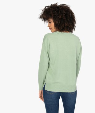 Pull femme à col V en maille ultra douce vue3 - GEMO (MAILLE) - GEMO