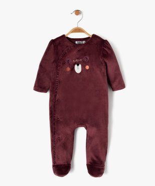 Pyjama dors-bien en velours fermeture devant bébé fille vue1 - GEMO(BB COUCHE) - GEMO