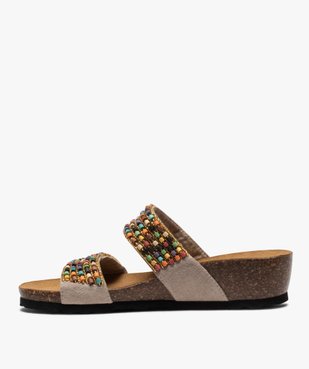 Mules femme confort à larges brides perlées vue3 - GEMO (CASUAL) - GEMO