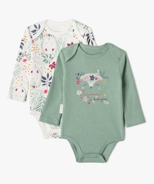 Bodies à manches longues bébé fille à motifs feuillage (lot de 2) - Petit Béguin vue1 - PETIT BEGUIN - GEMO