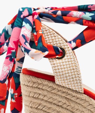 Sandales femme à talon compensé et lacet foulard vue6 - GEMO(URBAIN) - GEMO