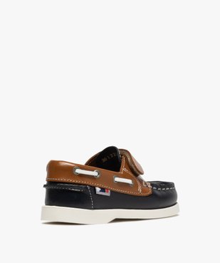 Chaussures bateau garçon dessus cuir à fermeture scratch Dessus cuir lisse bicolore vue4 - GEMO (ENFANT) - GEMO