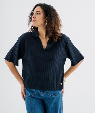 Polo en maille fantaisie ajourée femme - LuluCastagnette vue1 - LULUCASTAGNETTE - GEMO