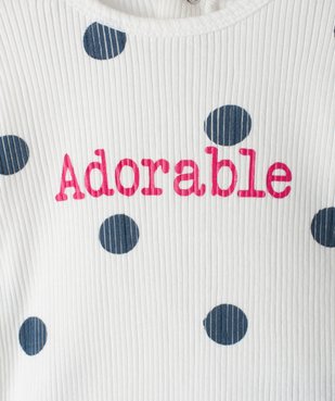 Pyjama bébé fille 2 pièces en maille côtelée vue2 - GEMO(BB COUCHE) - GEMO