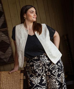Gilet sans manches avec devant brodé femme grande taille vue1 - GEMO 4G GT - GEMO