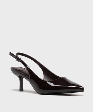 Escarpins sling-back vernis à bout pointu et talon fin femme- Follow Me vue2 - FOLLOW ME - GEMO