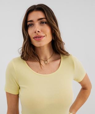 Body à manches courtes en maille côtelée femme vue2 - GEMO 4G FEMME - GEMO