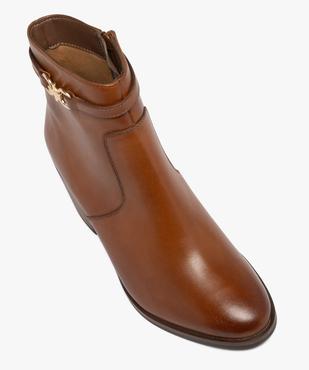 Bottines femme à talon carré et dessus en cuir avec bride fantaisie - Tanéo vue6 - TANEO - GEMO