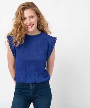 Tee-shirt femme sans manches en matière texturée vue1 - GEMO(FEMME PAP) - GEMO