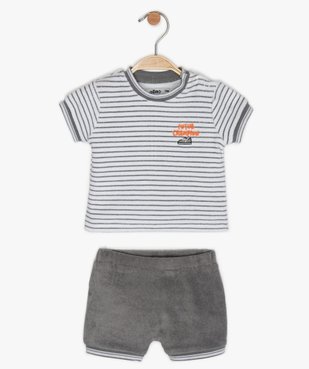 Ensemble bébé garçon 2 pièces : short + top en velours éponge vue1 - GEMO(BB COUCHE) - GEMO