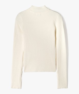 Pull court à col cheminée en maille côtelée fille vue3 - GEMO 4G FILLE - GEMO