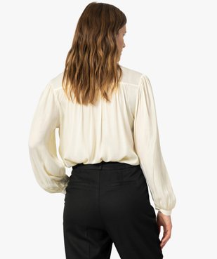 Blouse femme à manches longues avec haut froncé vue3 - GEMO(FEMME PAP) - GEMO