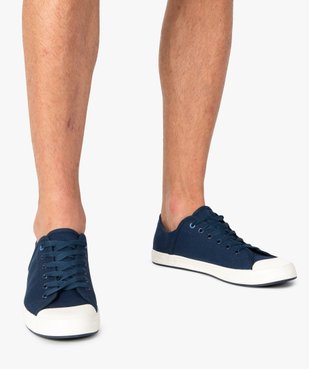 Baskets homme en toile unie à lacets et bout renforcé vue1 - GEMO 4G HOMME - GEMO