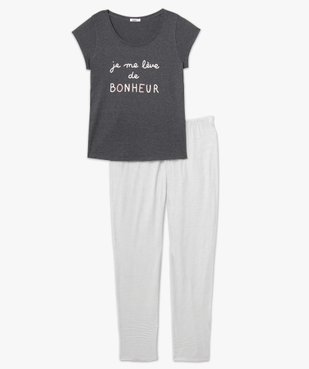 Pyjama bicolore avec message femme vue4 - GEMO(HOMWR FEM) - GEMO