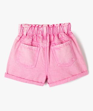 Short en jean coloré large et taille haute fille vue3 - GEMO 4G FILLE - GEMO