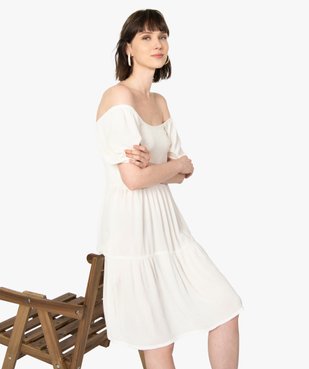 Robe femme à manches courtes avec buste smocké vue5 - GEMO(FEMME PAP) - GEMO