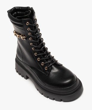 Boots femme rock à semelle crantée et chaine décorative vue6 - GEMO (CASUAL) - GEMO