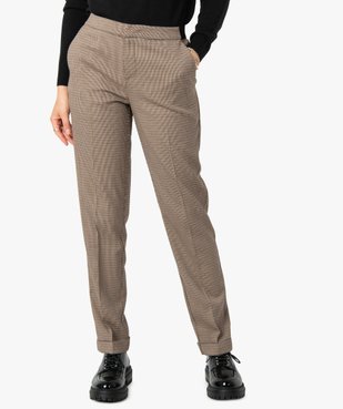 Pantalon femme en toile à motif pied de poule vue1 - GEMO(FEMME PAP) - GEMO