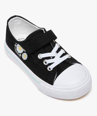 Baskets fille en toile avec motif marguerite sur le coté noir vue5 - GEMO 4G FILLE - GEMO