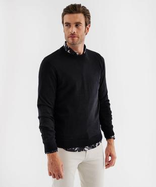 Pull en coton en maille fine à col rond homme  vue1 - GEMO (HOMME) - GEMO