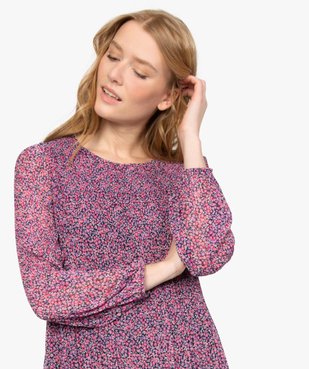 Robe femme en voile plissé à manches longues vue2 - GEMO(FEMME PAP) - GEMO
