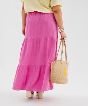 Jupe longue et ample en gaze de coton femme grande taille vue3 - GEMO (G TAILLE) - GEMO
