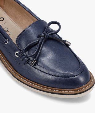 Mocassins femme unis à lacet bateau et petit talon compensé vue6 - GEMO 4G FEMME - GEMO