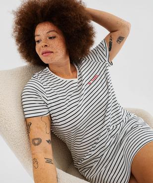 Chemise de nuit à manches courtes et col rond femme grande taille vue1 - GEMO 4G FEMME - GEMO