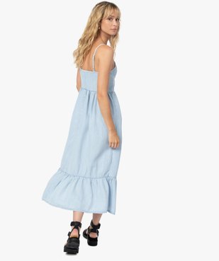 Robe femme longue à fines bretelles et volant dans le bas vue3 - GEMO(FEMME PAP) - GEMO