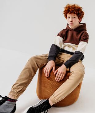 Sweat tricolore avec capuche doublée sherpa garçon vue5 - GEMO (JUNIOR) - GEMO