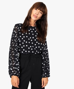 Blouse femme à manches plissées et motif pois vue2 - GEMO(FEMME PAP) - GEMO