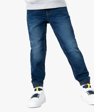 Pantalon garçon en denim avec ceinture et bas élastiqués vue1 - GEMO (ENFANT) - GEMO