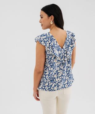 Blouse sans manches à volants en viscose imprimée femme vue3 - GEMO 4G FEMME - GEMO