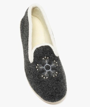 Chaussons femme style slippers en feutrine brodée vue5 - GEMO(HOMWR FEM) - GEMO