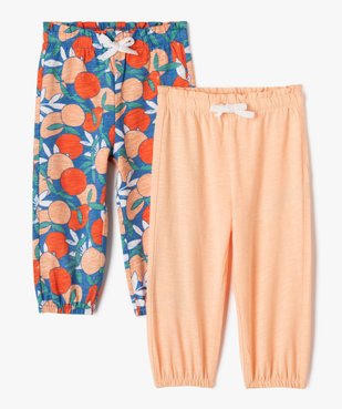Pantalon en maille uni et imprimé bébé fille (lot de 2) vue1 - GEMO(BEBE DEBT) - GEMO