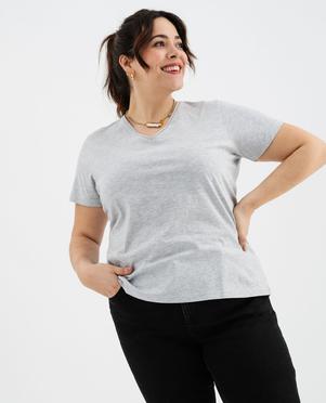 Tee-shirt manches courte à col V femme grande taille vue9 - GEMO (G TAILLE) - GEMO