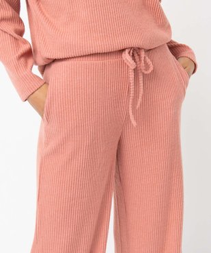 Bas de pyjama femme large en maille côtelée extra douce vue2 - GEMO(HOMWR FEM) - GEMO