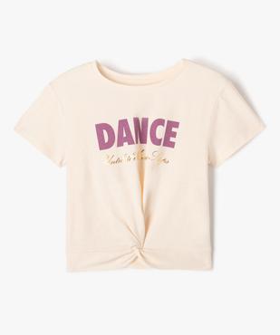 Tee-shirt à manches courtes avec inscription pailletée fille vue1 - GEMO (ENFANT) - GEMO