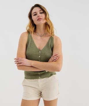 Pull d'été à bretelles avec double décolleté en V femme vue1 - GEMO(FEMME PAP) - GEMO