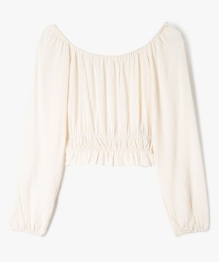 Blouse à manches longues coupe courte avec col modulable fille vue2 - GEMO (JUNIOR) - GEMO