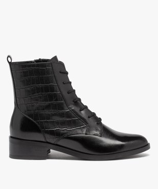 Bottines en cuir à lacets et bout amande femme vue1 - GEMO (CASUAL) - GEMO